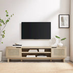 Middlebrook Designs Scandi Faux Rattan-Door TV Stand