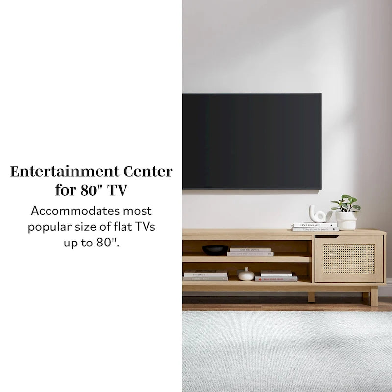 Middlebrook Designs Scandi Faux Rattan-Door TV Stand