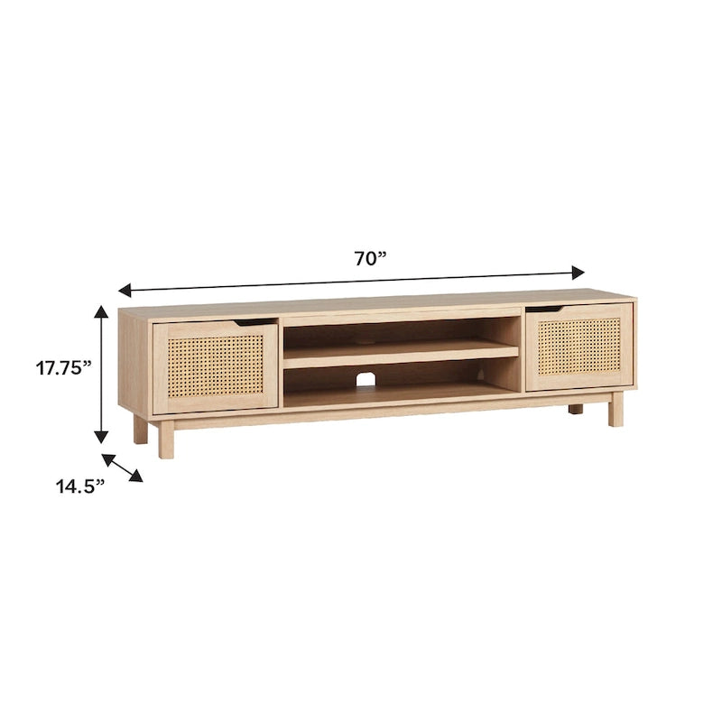 Middlebrook Designs Scandi Faux Rattan-Door TV Stand
