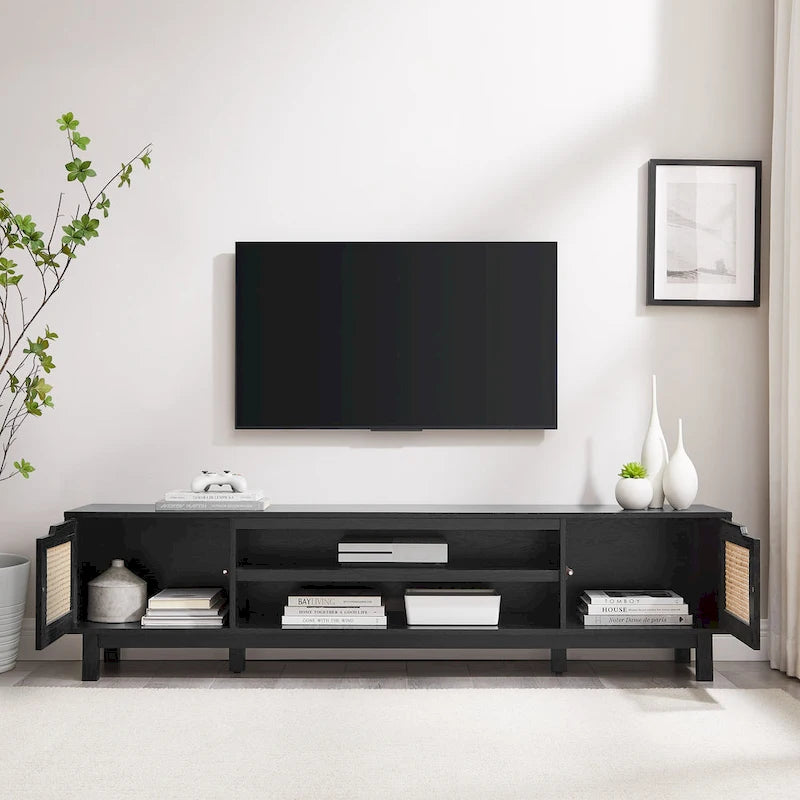 Middlebrook Designs Scandi Faux Rattan-Door TV Stand