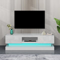 White 63 TV Stand with Drawers & LED Lights for 65 TVs