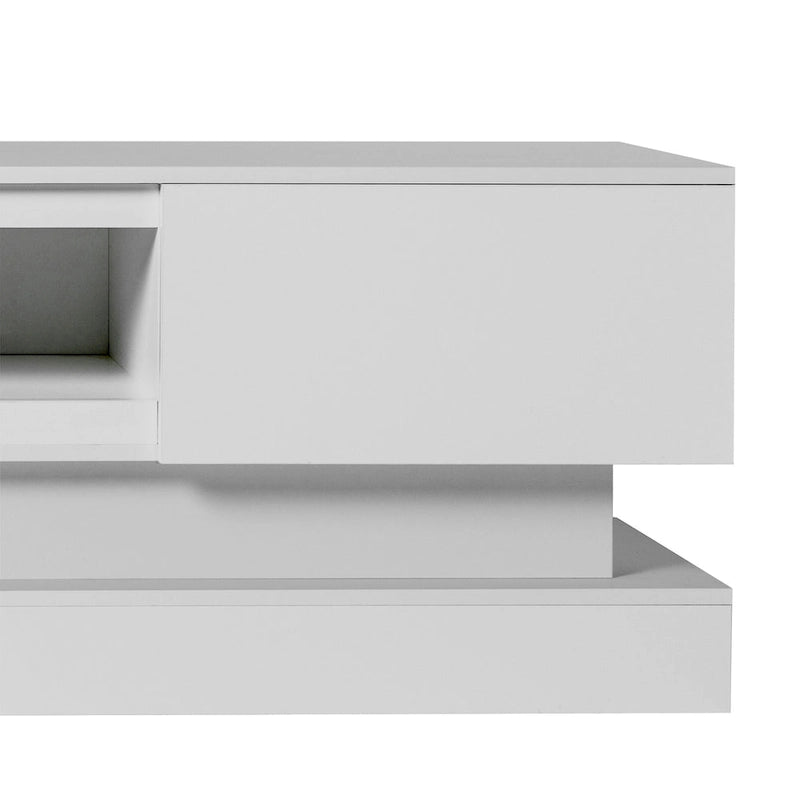 White 63 TV Stand with Drawers & LED Lights for 65 TVs