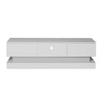 White 63 TV Stand with Drawers & LED Lights for 65 TVs