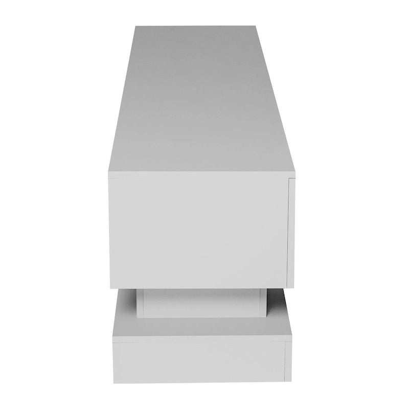 White 63 TV Stand with Drawers & LED Lights for 65 TVs