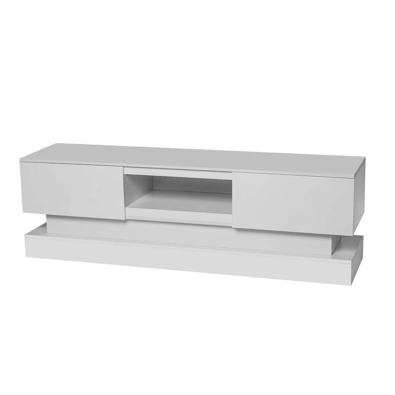 White 63 TV Stand with Drawers & LED Lights for 65 TVs