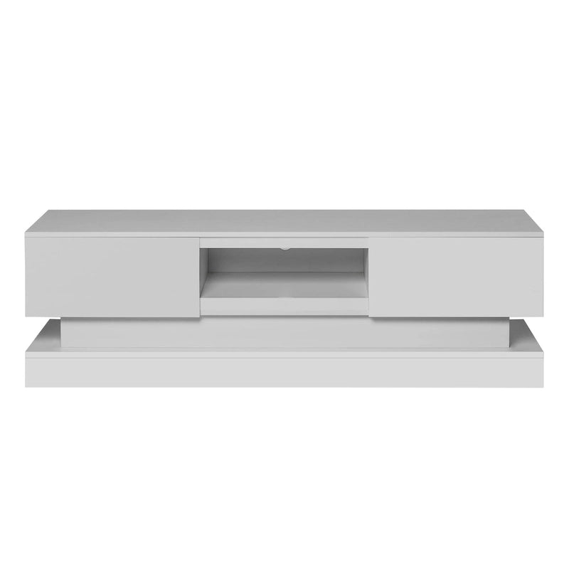White 63 TV Stand with Drawers & LED Lights for 65 TVs