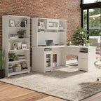 Cabot 60W L-Desk with Hutch and 5 Shelf Bookcase by Bush Furniture