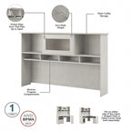 Cabot 60W L-Desk with Hutch and 5 Shelf Bookcase by Bush Furniture