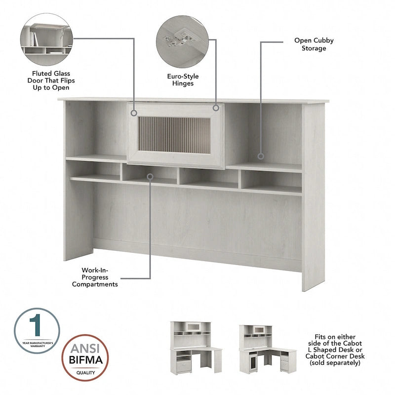 Cabot 60W L-Desk with Hutch and 5 Shelf Bookcase by Bush Furniture