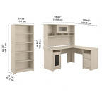 Cabot 60W L-Desk with Hutch and 5 Shelf Bookcase by Bush Furniture