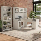 Cabot 60W L-Desk with Hutch and 5 Shelf Bookcase by Bush Furniture