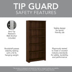 Cabot 60W L-Desk with Hutch and 5 Shelf Bookcase by Bush Furniture