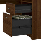 Cabot 60W L-Desk with Hutch and 5 Shelf Bookcase by Bush Furniture