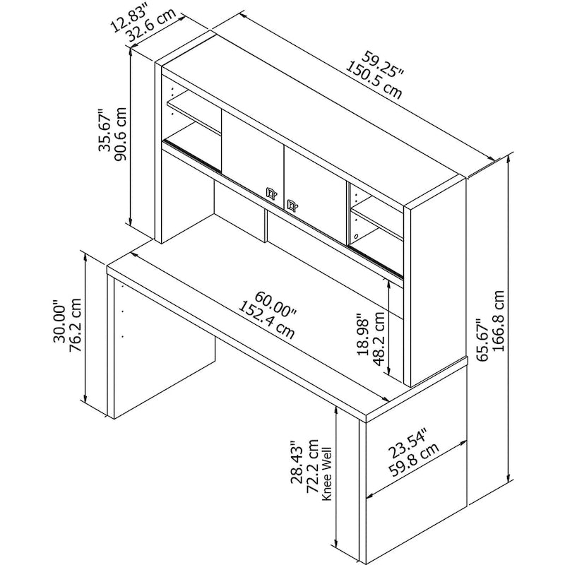 Echo 60W Credenza Desk with Hutch by Bush Business Furniture