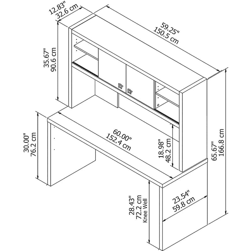Echo 60W Credenza Desk with Hutch by Bush Business Furniture