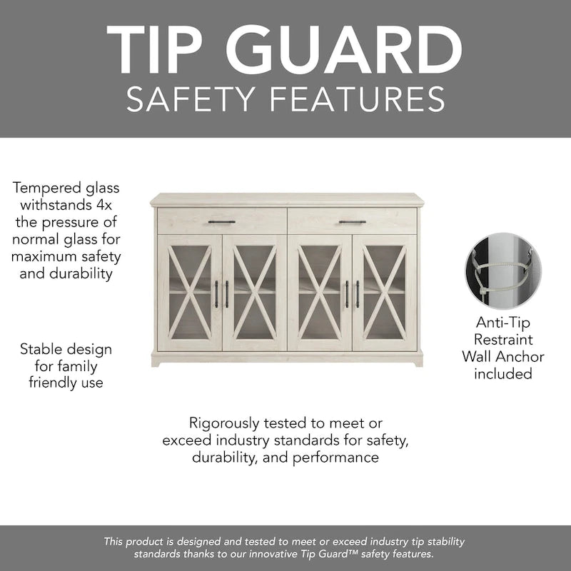 Lennox 60W Sideboard Buffet Cabinet with Hutch by Bush Furniture