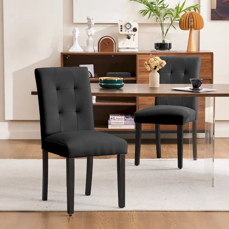 FERPIT Faux Leather Tufted Upholstered Dining Chairs Set of 2 - 17.5W x 23D x 36.5H