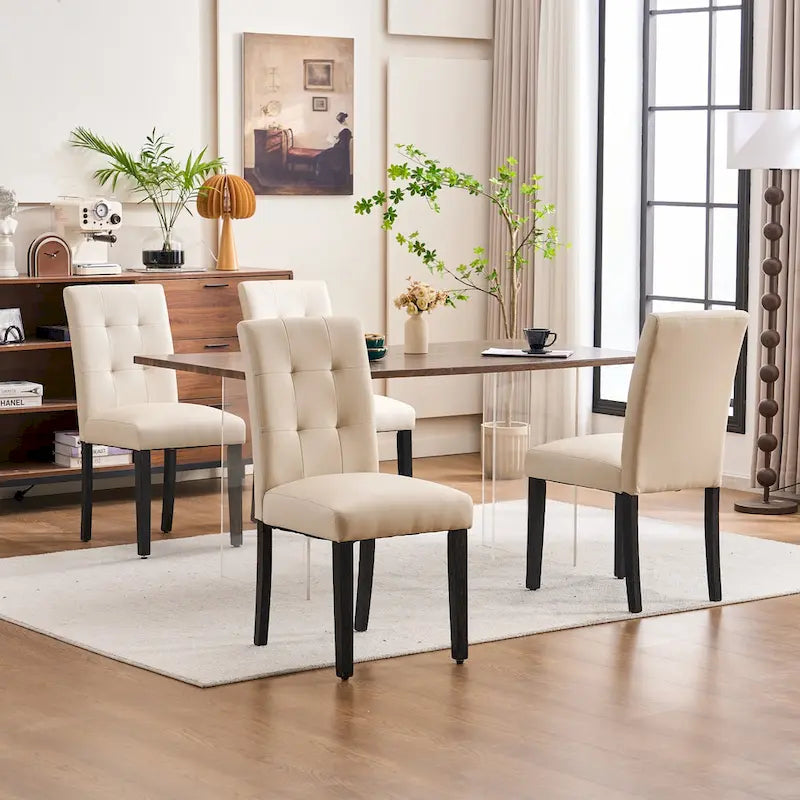 FERPIT Faux Leather Tufted Upholstered Dining Chairs Set of 2 - 17.5W x 23D x 36.5H