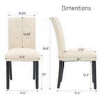 FERPIT Faux Leather Tufted Upholstered Dining Chairs Set of 2 - 17.5W x 23D x 36.5H