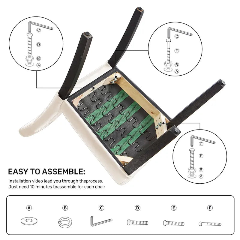 FERPIT Faux Leather Tufted Upholstered Dining Chairs Set of 2 - 17.5W x 23D x 36.5H