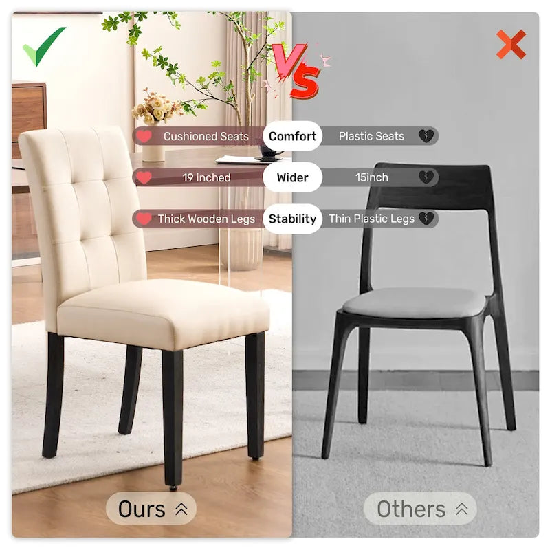 FERPIT Faux Leather Tufted Upholstered Dining Chairs Set of 2 - 17.5W x 23D x 36.5H