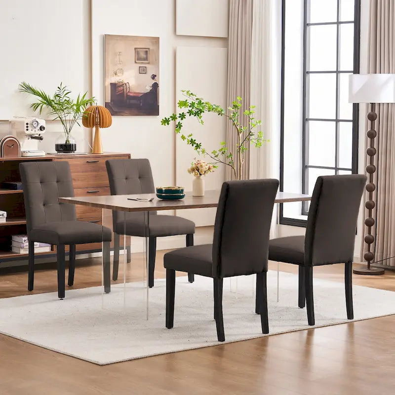 FERPIT Faux Leather Tufted Upholstered Dining Chairs Set of 2 - 17.5W x 23D x 36.5H