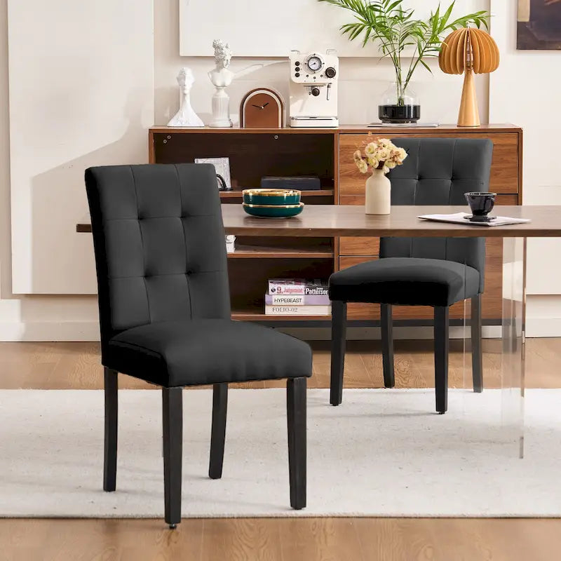 FERPIT Faux Leather Tufted Upholstered Dining Chairs Set of 2 - 17.5W x 23D x 36.5H
