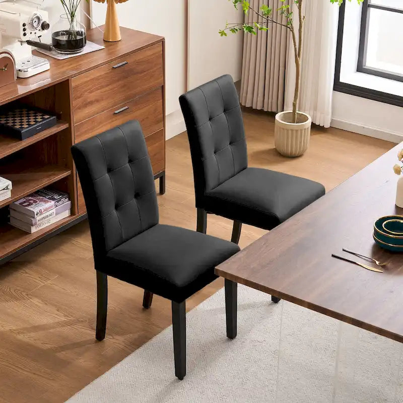 FERPIT Faux Leather Tufted Upholstered Dining Chairs Set of 2 - 17.5W x 23D x 36.5H