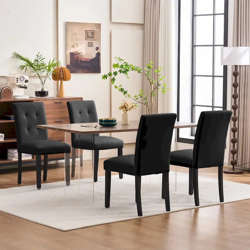 FERPIT Faux Leather Tufted Upholstered Dining Chairs Set of 2 - 17.5W x 23D x 36.5H