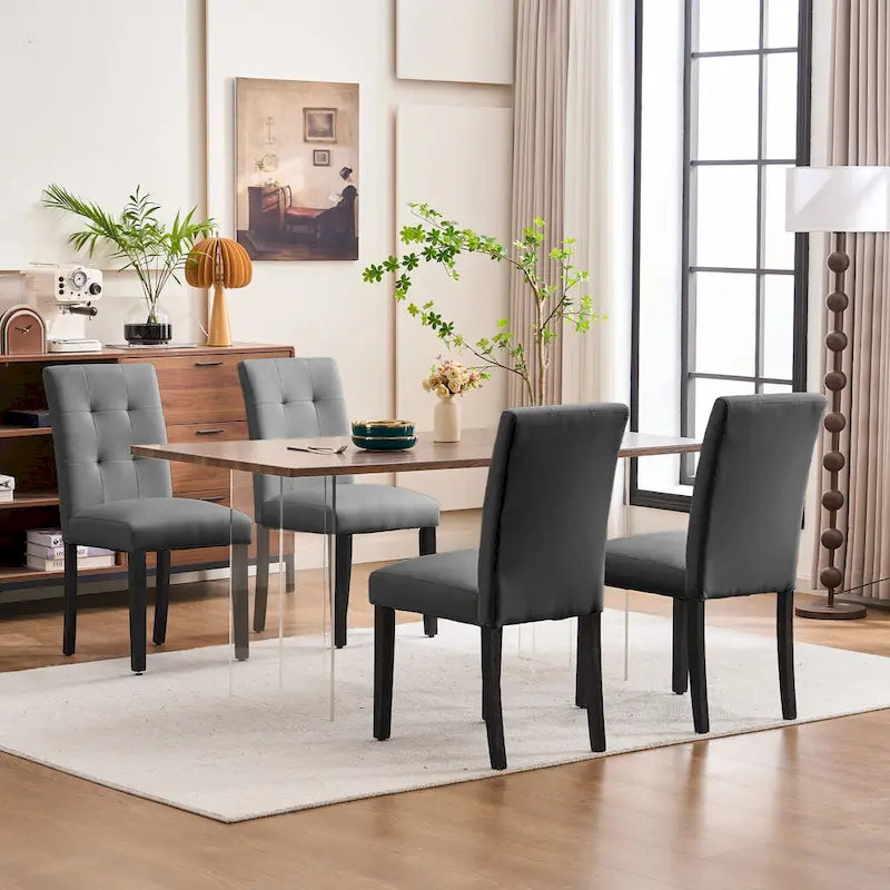 FERPIT Faux Leather Tufted Upholstered Dining Chairs Set of 2 - 17.5W x 23D x 36.5H