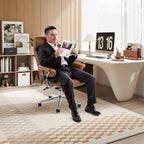 Glitzhome Ergonomic High-Back Swivel PU Leather Office Chair Height Adjustable