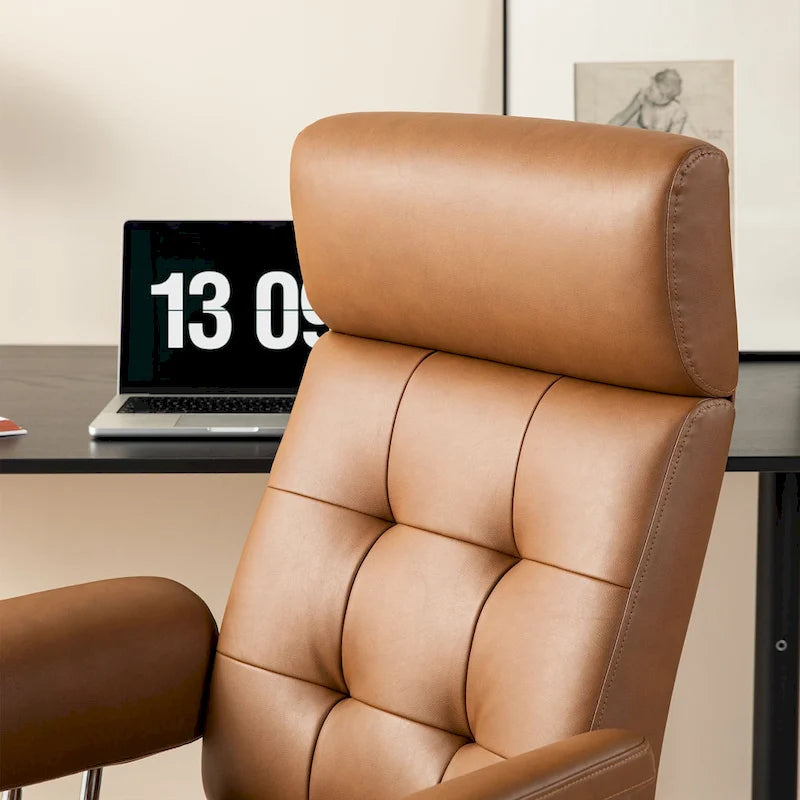 Glitzhome Ergonomic High-Back Swivel PU Leather Office Chair Height Adjustable