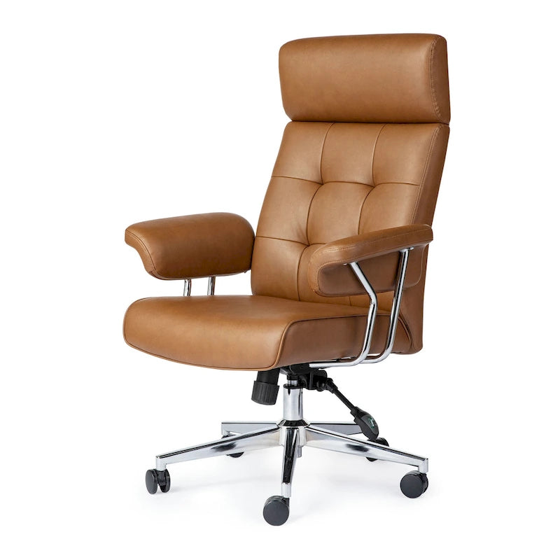 Glitzhome Ergonomic High-Back Swivel PU Leather Office Chair Height Adjustable