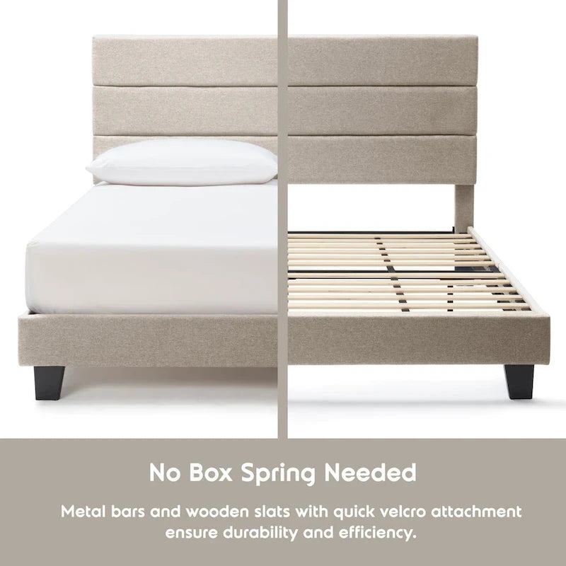 Nestl Horizontal Channel Upholstered Platform Bed