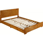 HomeRoots Oak Inlaid Panels Solid Wood King Bed Frame