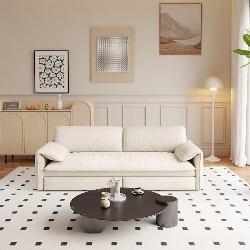 3-in-1 Convertible Sleeper Sofa with Side Storage, 66 Queen Pull Out Sofa Bed, Velvet Loveseat Bed