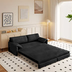3-in-1 Convertible Sleeper Sofa with Side Storage, 66 Queen Pull Out Sofa Bed, Velvet Loveseat Bed