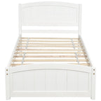 Twin Size Wood Platform Bed with Headboard and Wood Slat Support