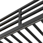 Twin Size Metal&Wood Loft Bed with Desk and Shelves, Two Built-in Drawers, LED Light and USB Charging Station