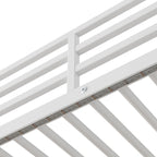 Twin Size Metal&Wood Loft Bed with Desk and Shelves, Two Built-in Drawers, LED Light and USB Charging Station