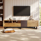 Modern TV Stand for TVs Up to 80, Media Console Entertainment Center with Double Storage & Drop-Down Door