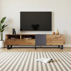 Modern TV Stand for TVs Up to 80, Media Console Entertainment Center with Double Storage & Drop-Down Door