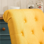 Modern Dining Table and Chairs Set Home Party Dining Table and Chairs Set with 6 Tufted Chairs and Turned Leg for Kitchen