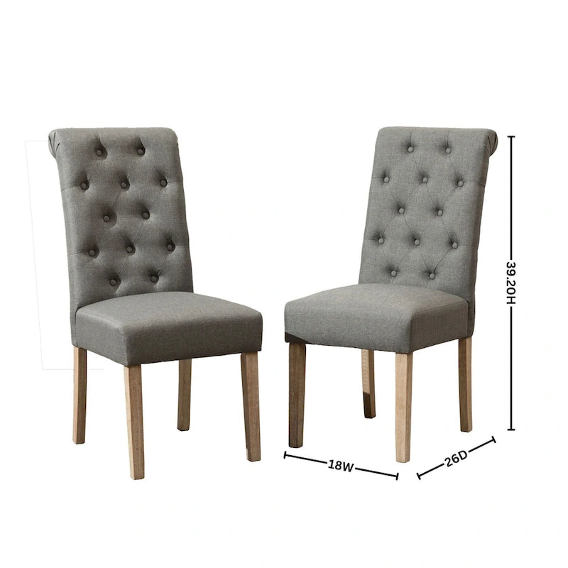 Modern Dining Table and Chairs Set Home Party Dining Table and Chairs Set with 6 Tufted Chairs and Turned Leg for Kitchen