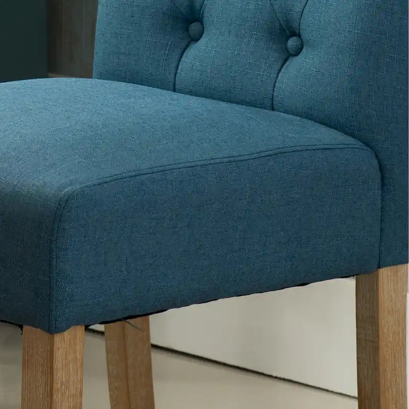 Modern Dining Table and Chairs Set Home Party Dining Table and Chairs Set with 6 Tufted Chairs and Turned Leg for Kitchen