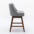 Counter Height Swivel Bar Stools Set of 2, Upholstered Fabric Counter Kitchen Island Barstools with Back, Solid Wood Legs