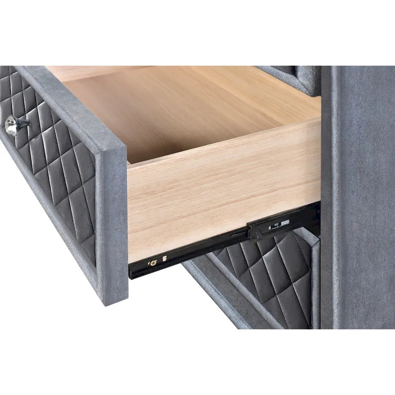 1pc Glam 3-Drawer Nightstand Velvet