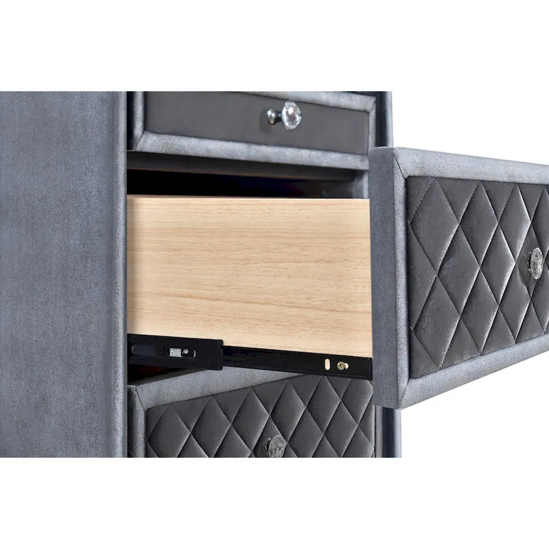 1pc Glam 3-Drawer Nightstand Velvet