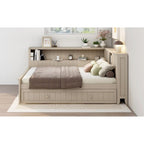 Full Size Wood Daybed with Trundle & Storage Shelves - Convertible Sleeper Sofa Alternative - Great for Small Spaces