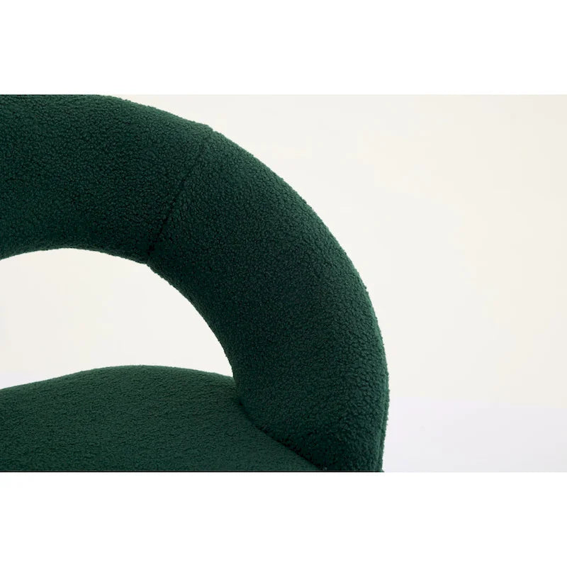 Set of 1 Dining Chairs With Curved Backrest and Golden Metal Legs